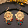 Beads, fashionable retro golden earrings, accessory with tassels, suitable for import, European style, wholesale