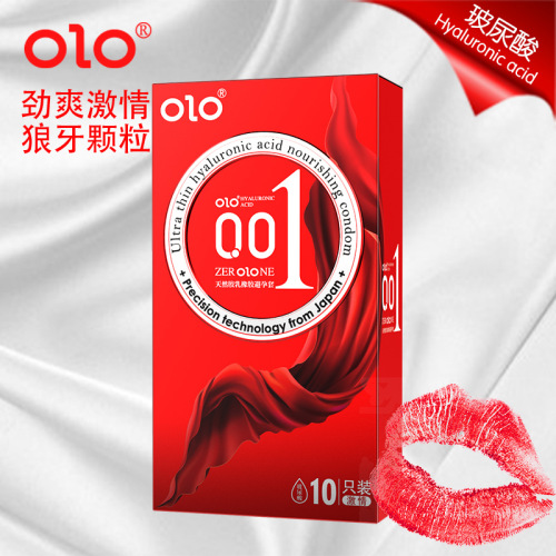 OLO Foreign Trade Hyaluronic Acid Safety Granules Threaded Condoms 001 Adult Sex Toys Hotel Family Planning Wholesale