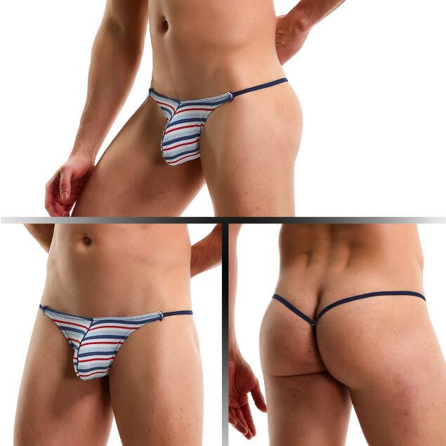 Ropa interior masculina de cintura baja, fresca y sexy, de seda helada, con anillo JJ, tanga multiusos con forma de U convexa, E068