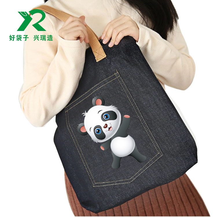 厂家定制韩版新款牛仔布包女创意手提袋大容量时尚拉链单肩购物袋