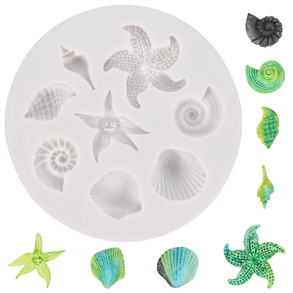 Marina Shell molde de silicona decoración de la torta molde torneado Concha azúcar chocolate galleta pastelería hornear molde de silicona