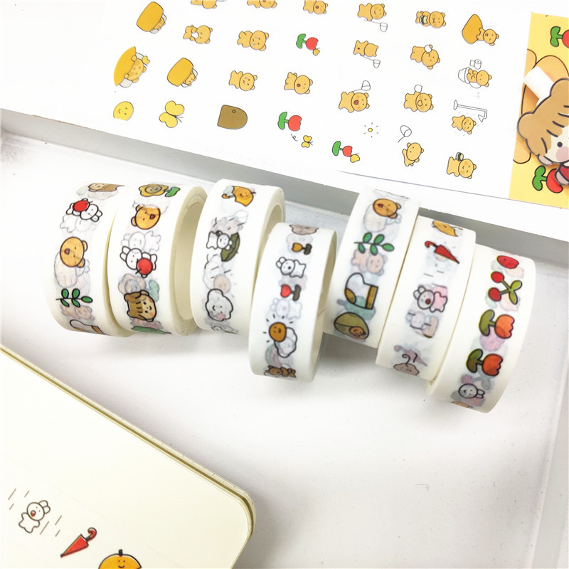 South Korea fommy girl cute girl heart and paper tape Journal album Diary DIY decorative stickers paper glue
