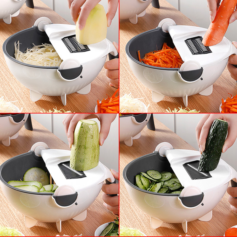 Lazy multi-function vegetable cutter nine-in-one household manual round fruit and vegetable cutting filament fancy vegetable cutting kitchen artifact