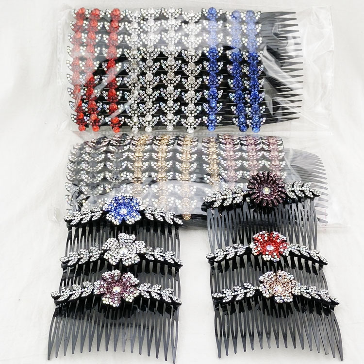 A3232 ancho completo diamante tenedor peine insertar peine accesorios para el cabello al por mayor Yiwu venta al por mayor 2 yuanes tienda de la venta caliente