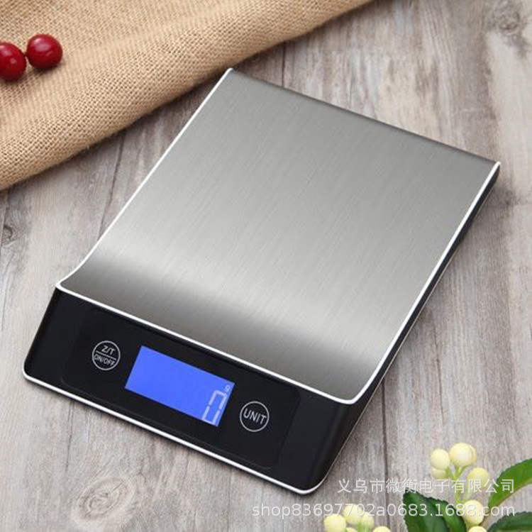 Escala electrónica doméstica Escala de cocina Escala electrónica de bolsillo de acero inoxidable Escala de joyería 15kg / 1g Escala de acero inoxidable