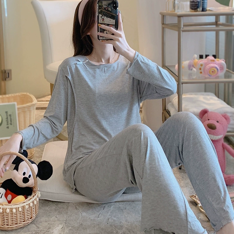 На складе [8550] Платье материнства Новое Лето Модальные Луна платье плюс размер Тонкий длинный рукав кормящих пижамы