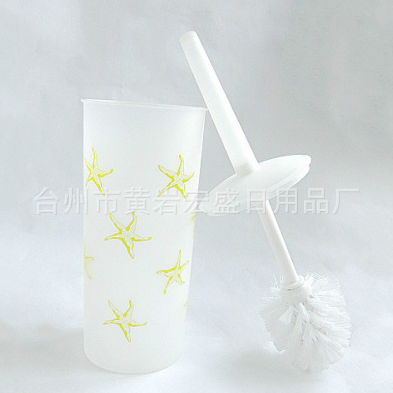 High quality natural color printing toilet brush suit bathroom long handle round head cleaning brush kit