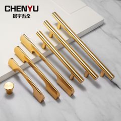 Gold Minimalist Solid Copper Original Color Handle Nordic Light Luxury Drawer Cabinet Door Furniture Hardware Space Aluminum Pull
