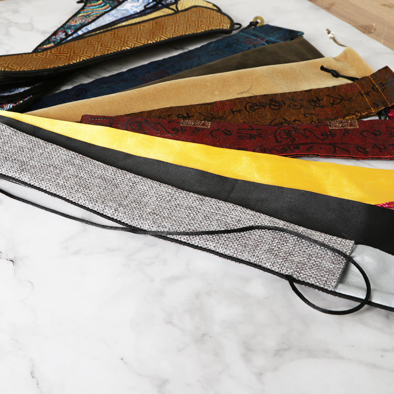 Bolsa de ventilador de estilo chino para hombre cubierta de ventilador antiguo accesorios de embalaje de ventilador cubierta de ventilador de brocado para hombre bolsa de ventilador plegable al por mayor