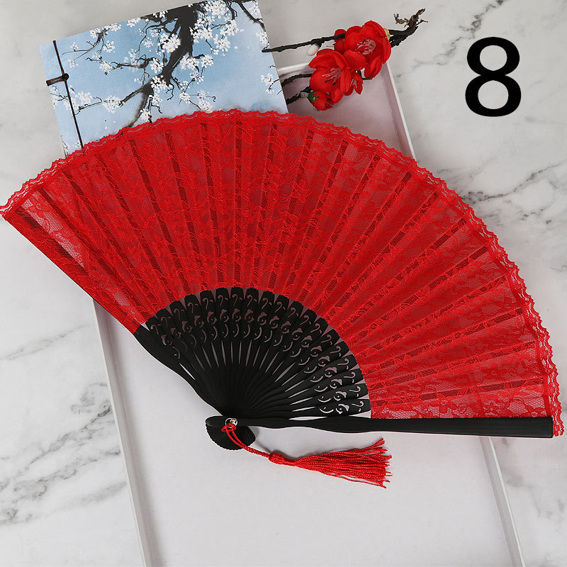 Ventilador plegable de estilo japonés ventilador de encaje hueco ventilador antiguo de estilo chino al por mayor VENTILADOR DE Cheongsam ventilador de pasarela de escenario ventilador de estilo europeo