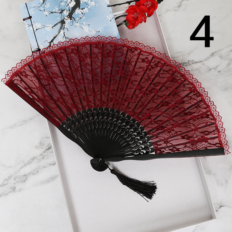 Ventilador plegable de estilo japonés ventilador de encaje hueco ventilador antiguo de estilo chino al por mayor VENTILADOR DE Cheongsam ventilador de pasarela de escenario ventilador de estilo europeo