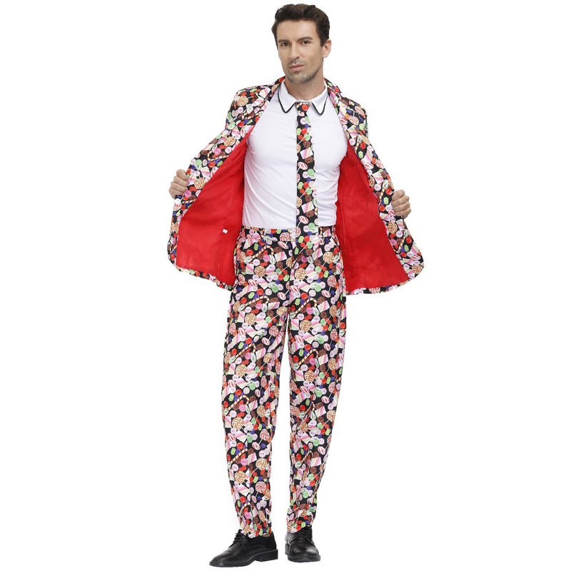 M-XL New Arrival Adult Men's Stage Wear Personalized Festival Party Suit-candy Outfit Halloween Costume