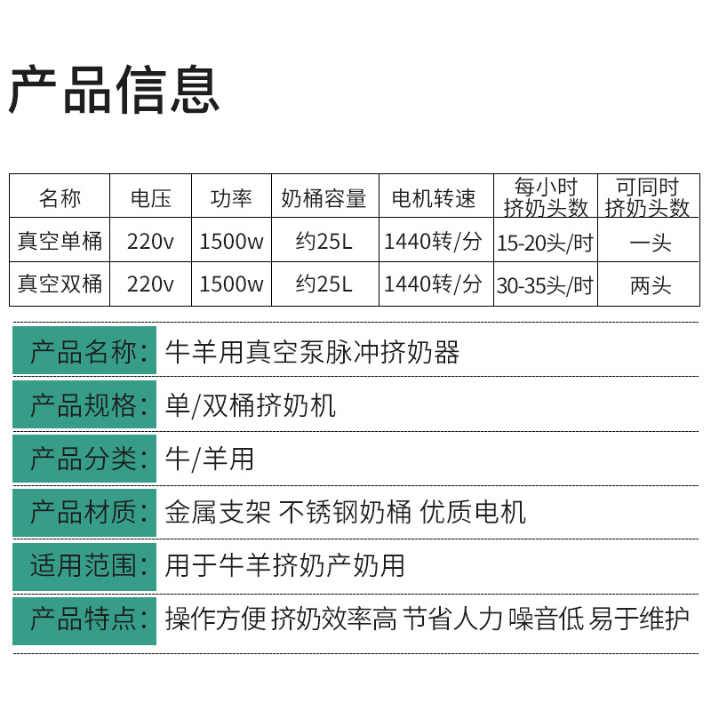 Máquina de ordeño veterinario gran máquina de ordeño móvil máquina de ordeño equipo de cría de cuatro cabezas para ganado vacuno y ovejas