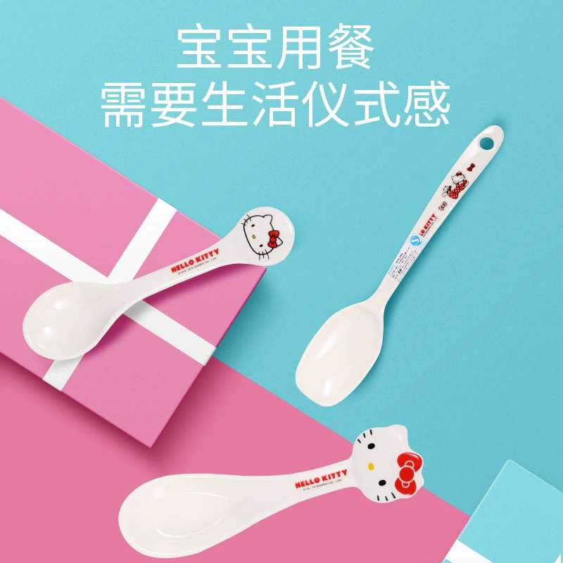 Hello kitty, подлинная посуда для кормления детская творческая милая ложка для прикорма