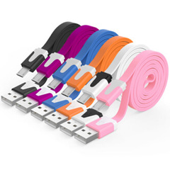 Smart Android v8 mobile phone data cable Micro USB suitable for Apple color noodle data cable factory wholesale
