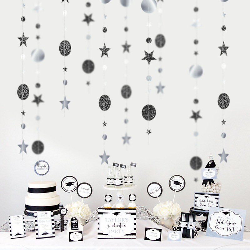 4メートルの金色の銀色の星の丸い花のリボンの誕生日パーティーの結婚式のクリスマスの装飾のペンダント用品|undefined