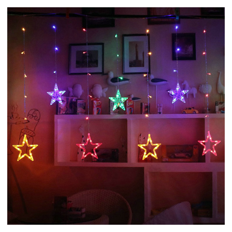 Lámpara de estrella LED luz de atmósfera red pequeña lámpara de color rojo lámpara parpadea de cadena de lámpara de decoración de dormitorio estrella de cielo decoración de la habitación de cumpleaños