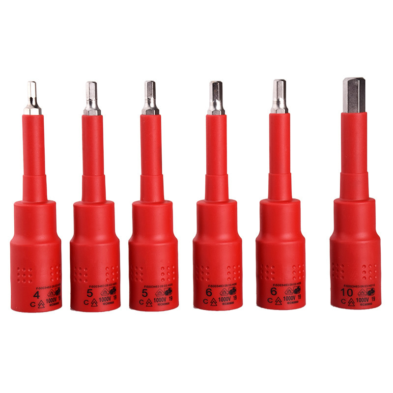 1000V3/8绝缘加长内六角旋具套筒头4-10MM 台湾进口IEC60900认证