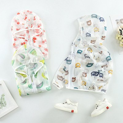 children coat Summer wear Boy Western style girl baby jacket skin Light and thin air conditioner Korean Edition