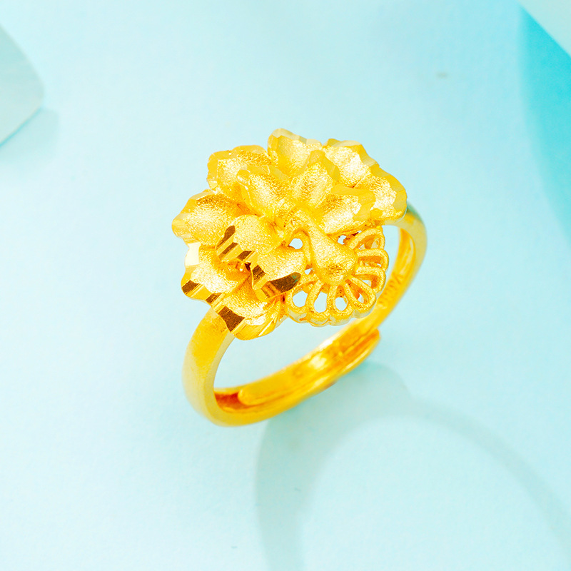 Lujo imitación 24K anillo de oro las mujeres Pavo Real abierto pantalla abierta joyería estilo étnico Phoenix anillo regalo festivo