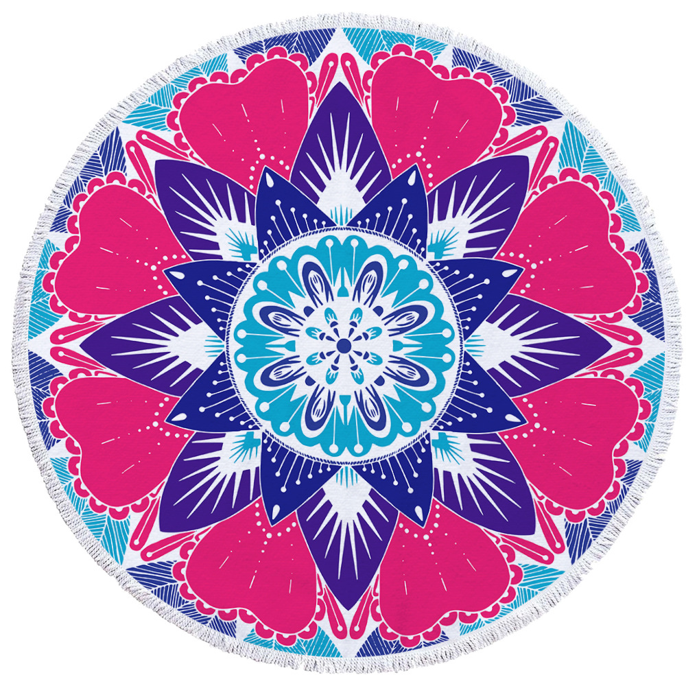 Toalla redonda de playa con estampado mandala, toalla de baño de microfibra con diseño bohemio