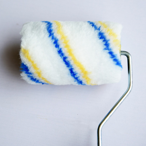 Source manufacturer Little thumb single yellow roller 4-inch hot melt technology Yellow and blue strip chemical fiber long hair small roller brush
