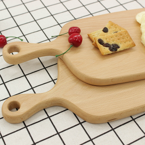 Wooden bread board, solid wood cutting board, beech wood serving board, pizza fruit baby food tray plate
