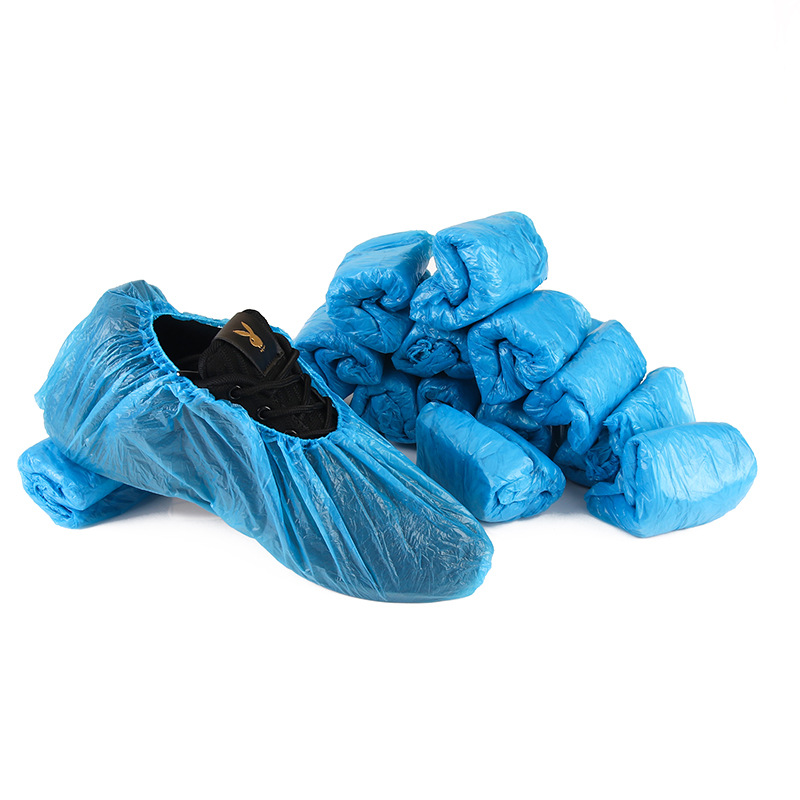 Nueva cubierta de zapato PE impermeable a prueba de lluvia cubierta de zapato engrosada PE plástico azul cubierta de zapato a prueba de polvo antideslizante