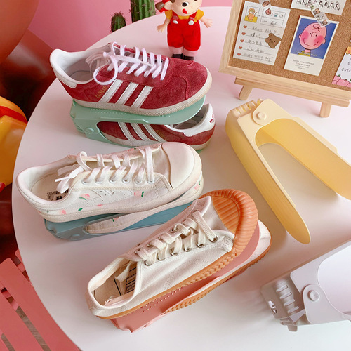 Simple modern shoe rack shoe storage rack double-layer all-in-one adjustable home dormitory living room plastic shoe bracket
