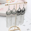 Ethnic earrings, long chain, crystal, boho style, ethnic style, European style, wholesale