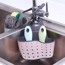 加厚水龙头收纳挂篮 可调节按扣式浴室收纳挂袋 水槽置物架批发