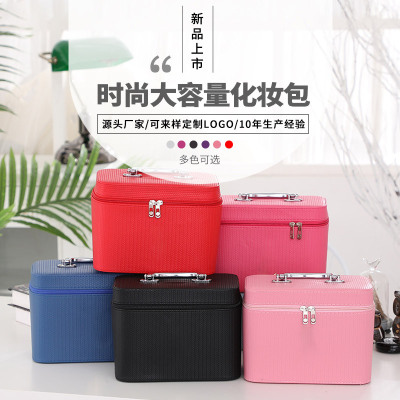 new pattern portable Makeup box the republic of korea light Portable capacity Wash products storage box Lazy man Storage Cosmetic