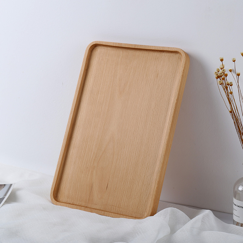 Bandeja grande de madera de haya con soporte de mano 34*23*2cm