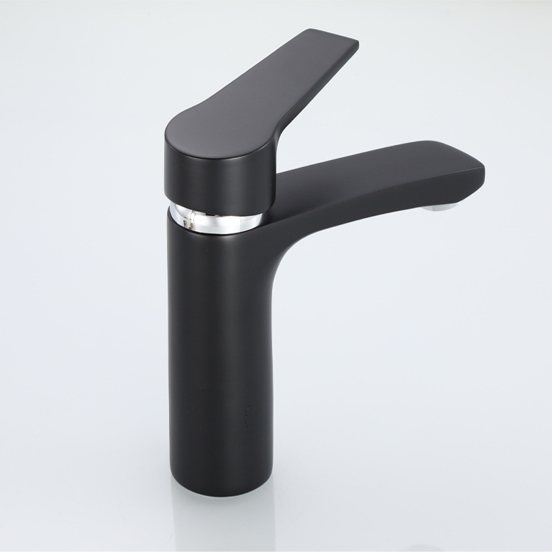 Grifo de lavabo de latón de una sola palanca, color negro, para baño, suministro directo de fábrica