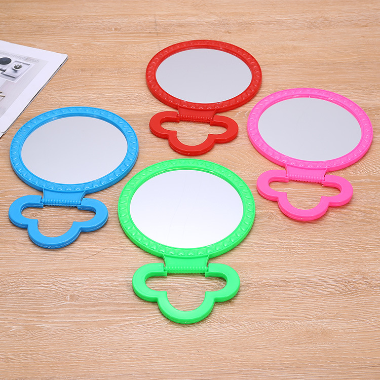 Desktop Wall Mounted Mirror Plastic Round Mirror Makeup Folding Household Hanging Plastic Red Wedding Round Mirror