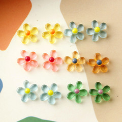 半透明干夏季清新小花雛菊樹脂耳環掛件DIY手作耳釘配件