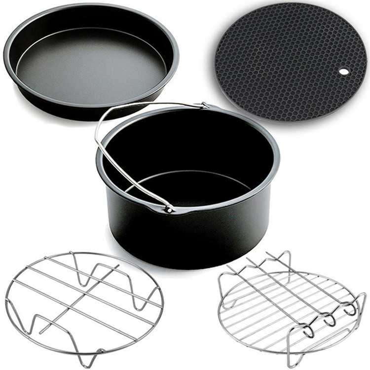Accesorios de la freidora de aire 6/7 pulgadas traje hornear cesta parrilla adecuado para 10 piezas kit 3.2QT-5.8QT hornear