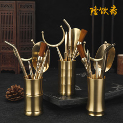 Longyinzhai tea set accessories brass six gentlemen set kung fu tea set tea clip tea spoon tea needle tea ceremony accessories tea knife