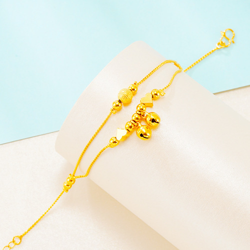 Light Luxury Imitation 18k Gold Anklet for Women—Beach Jewelry, Korean-Style Simple, Fashionable, and Unique Foot Accessories—Wholesale Sand Gold Jewelry