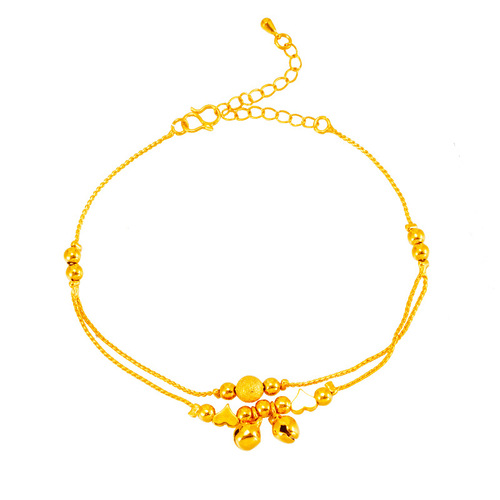 Light Luxury Imitation 18k Gold Anklet for Women—Beach Jewelry, Korean-Style Simple, Fashionable, and Unique Foot Accessories—Wholesale Sand Gold Jewelry