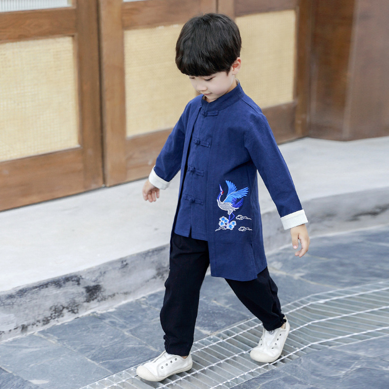 Traje de primavera y otoño para niños traje antiguo de Hanfu para hombres traje de estilo chino traje étnico Tang traje de bebé primavera y verano ropa para niños