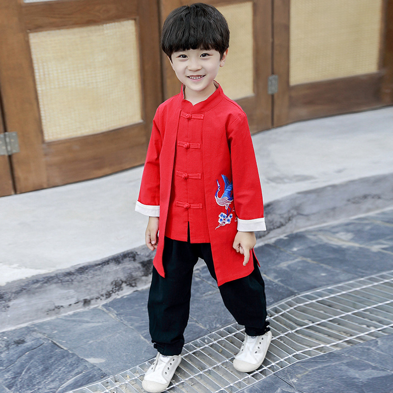 Traje de primavera y otoño para niños traje antiguo de Hanfu para hombres traje de estilo chino traje étnico Tang traje de bebé primavera y verano ropa para niños