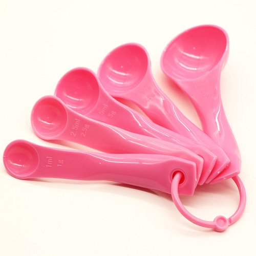 Baking tools plastic measuring spoon kitchen household scaled salt spoon milk powder coffee spoon cake measuring 5-piece set