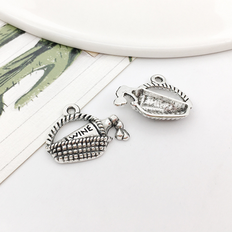DIY aleación colección plata accesorios pendientes pulsera collar accesorios colgante vino tinto serie trigo oreja copa de vino 1