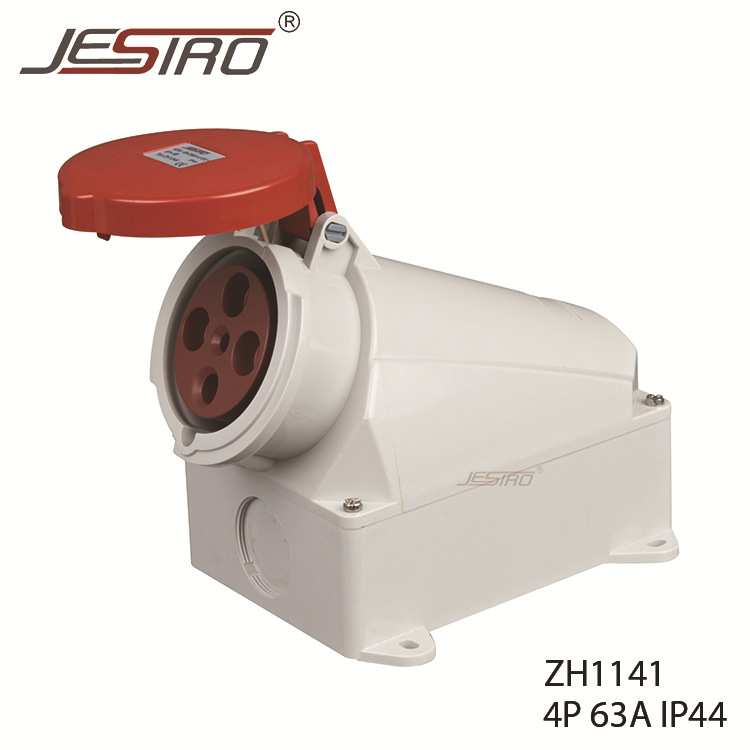 厂家供应 中穗ZH1141 4P 63A IP44明装插座 三代防水工业插头插座