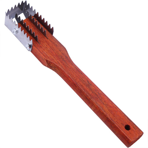 Fish Scales Scraper Shaving Scales Tool Rosewood Handle Thickened Stainless Steel Scale Removal Brush Fish Scales Scrubber Kitchen Tool 