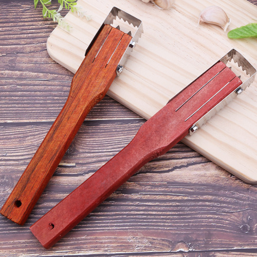 Fish Scales Scraper Shaving Scales Tool Rosewood Handle Thickened Stainless Steel Scale Removal Brush Fish Scales Scrubber Kitchen Tool 