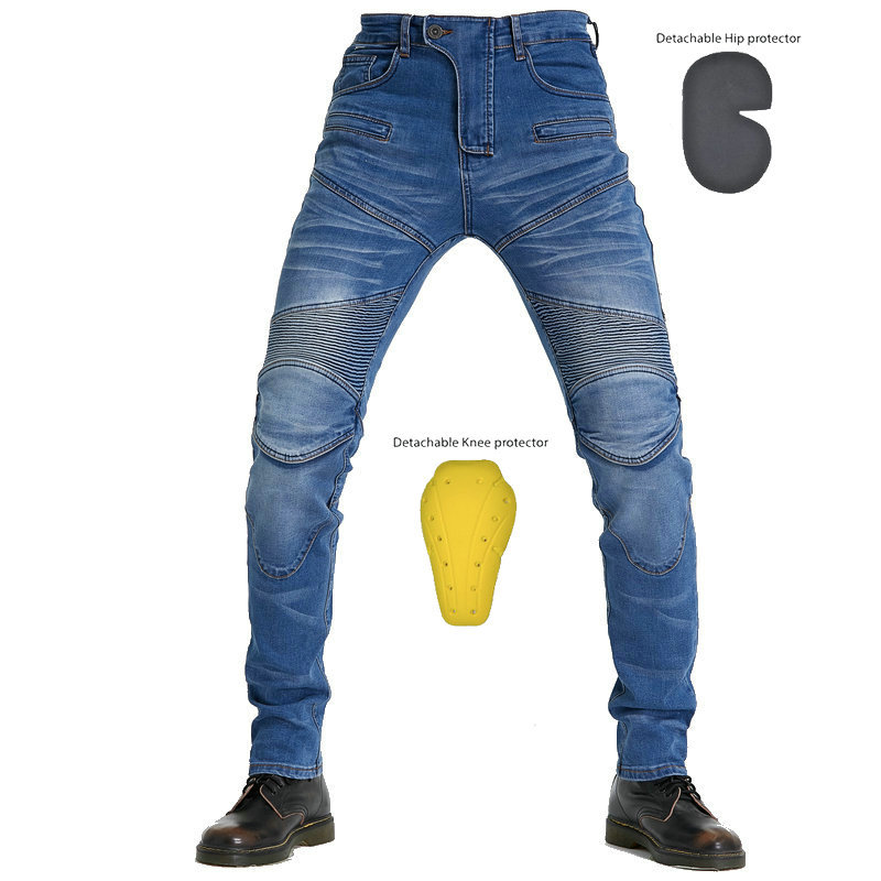 Vaqueros de moto VOLERO para hombre, pantalones de moto elásticos para las cuatro estaciones, anti-caída, de pierna recta, para conducción todoterreno.