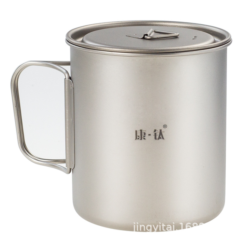 Kangti transfronterizo dedicado titanio puro al aire libre olla colgante taza de agua puede cocinar té saludable titanio taza de agua taza de aleación de titanio al por mayor