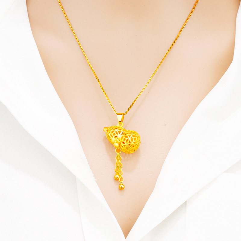 Antigua imitación 24K oro colgante filigrana hueco joyería femenina imitación real artesanía Vietnam arena oro colgante image 3